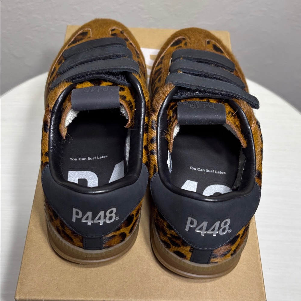 NIBox P448 Capri 2 Leo Dark Leopard Calf Hair Velcro Sneakers Size 38 - Picture 11 of 13